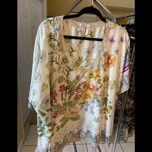 Johnny Was shirt sleeve blouse. 100% Silk